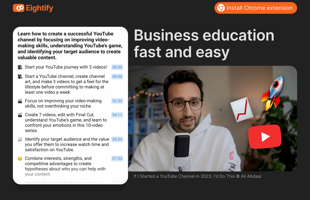 Eightify.app - the best AI tools of YouTube Video Summaries with ChatGPT