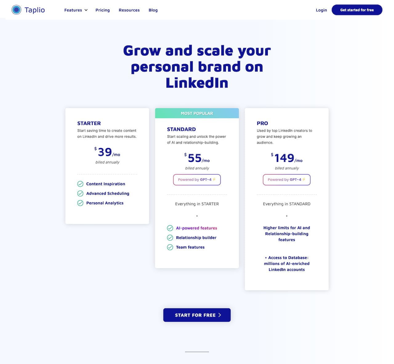 Taplio - Leverage the power of AI for LinkedIn Grow your personal brand in 10 minutes a day
