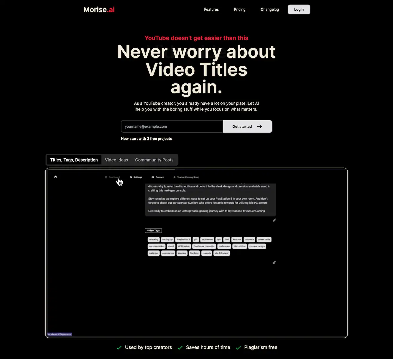 Morise AI- Reads your videos and auto generates title tags in seconds