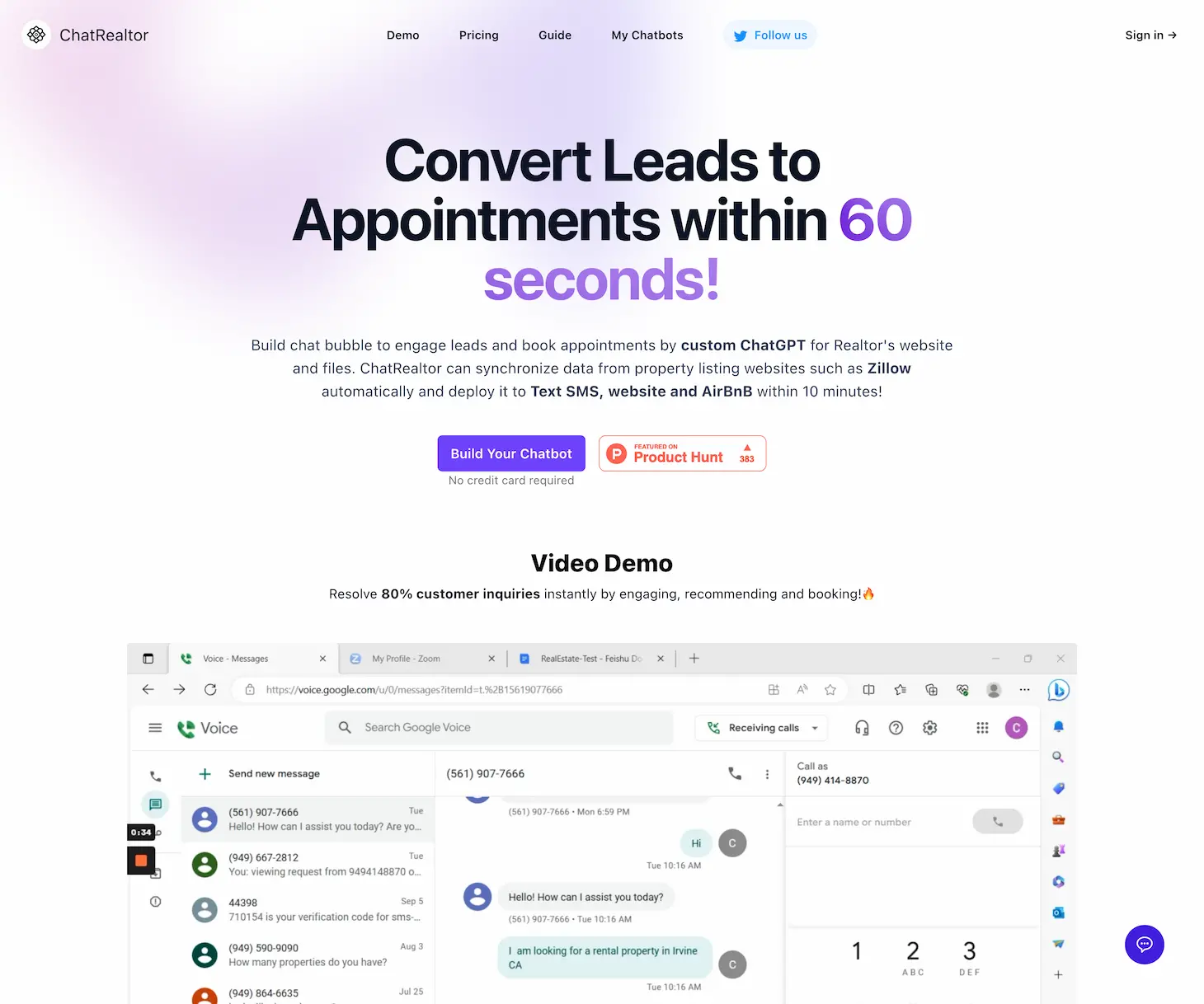 ChatRealtor-AI chatbot builder for Real Estate