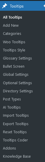 tooltips menu in wordpress tooltips pro plus 27.5.8