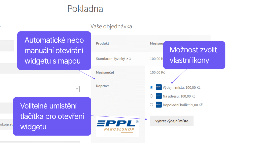 Plugin Toret PPL pro WooCommerce - zobrazení v pokladně (2)
