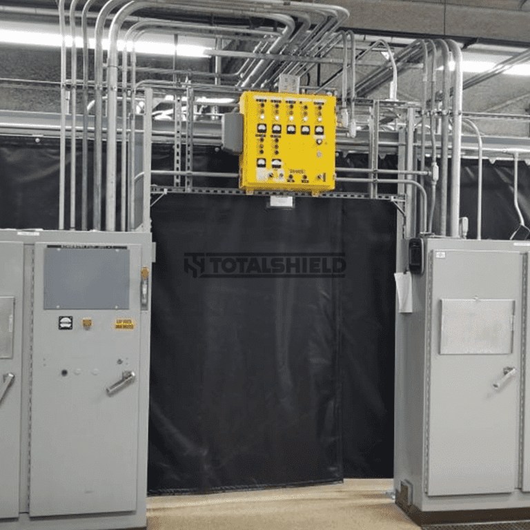 Sliding test cell area curtain separators Sliding test cell area curtain separators