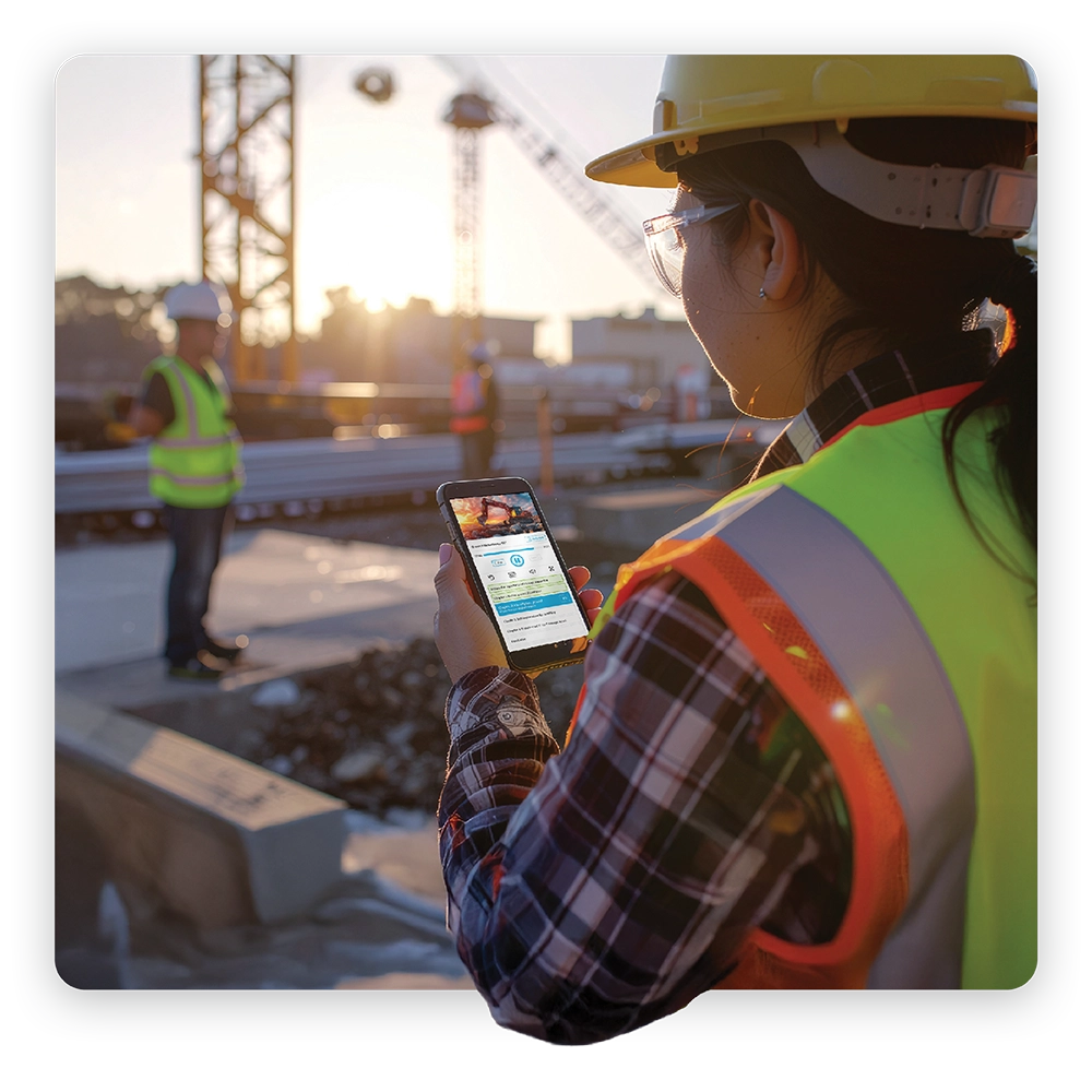 Environment Health & Safety Management Software Mobile incident reporting screen showing an incident report and GPS location on a smartphone