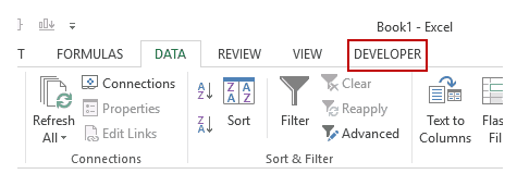 Excel Developer Tab - Developer tab in the ribbon