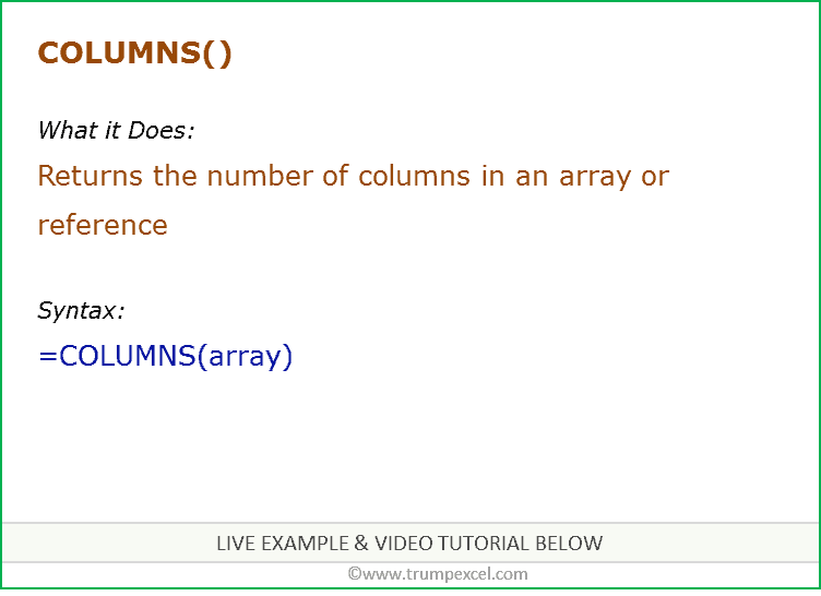 Excel COLUMNS Function