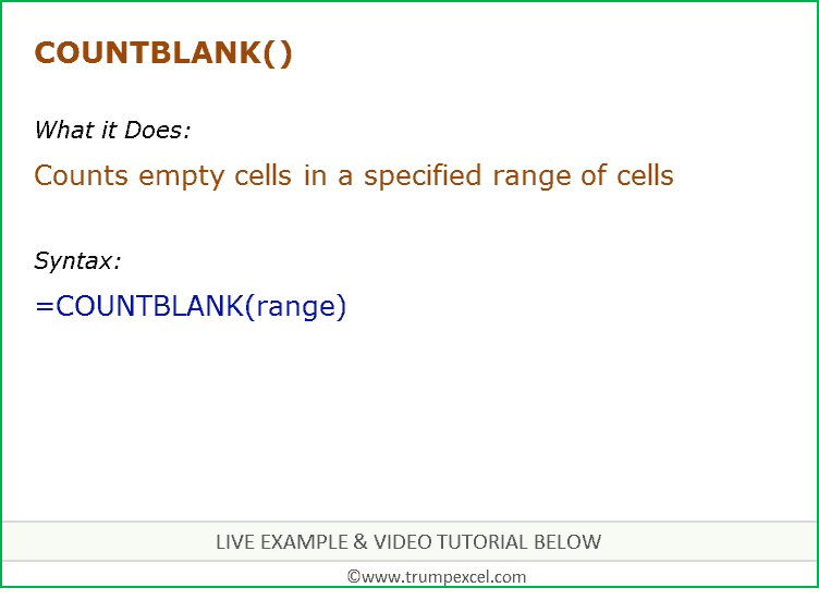 Excel COUNTBLANK Function