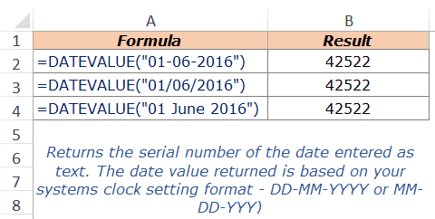 Excel DateValue Example 1