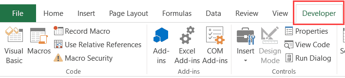 IF Then Else in Excel VBA - Developer Tab in ribbon