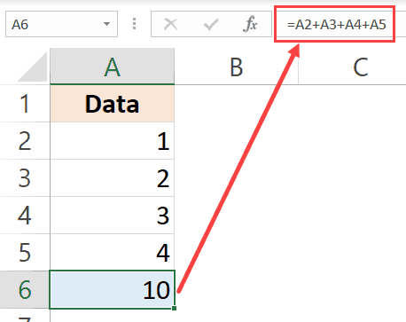 Formula to calculate the sum of cells