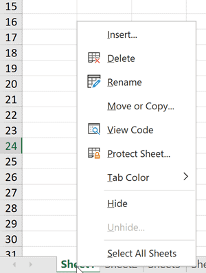 Right-click on the sheet you want to delete