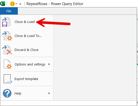 Click on Close and Load