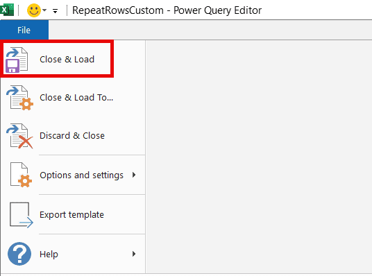 Click on close and load option
