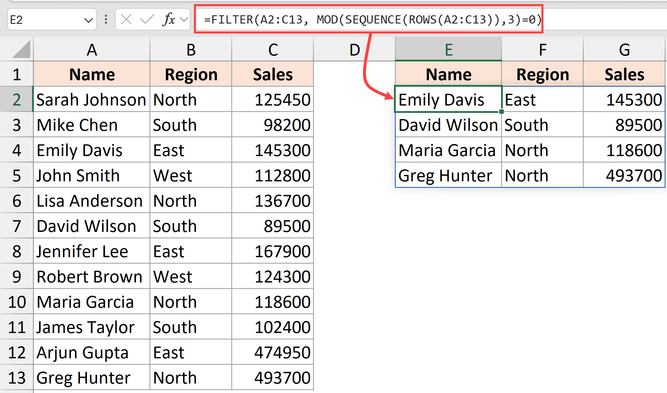 Filter every nth row with Filter and Sequence