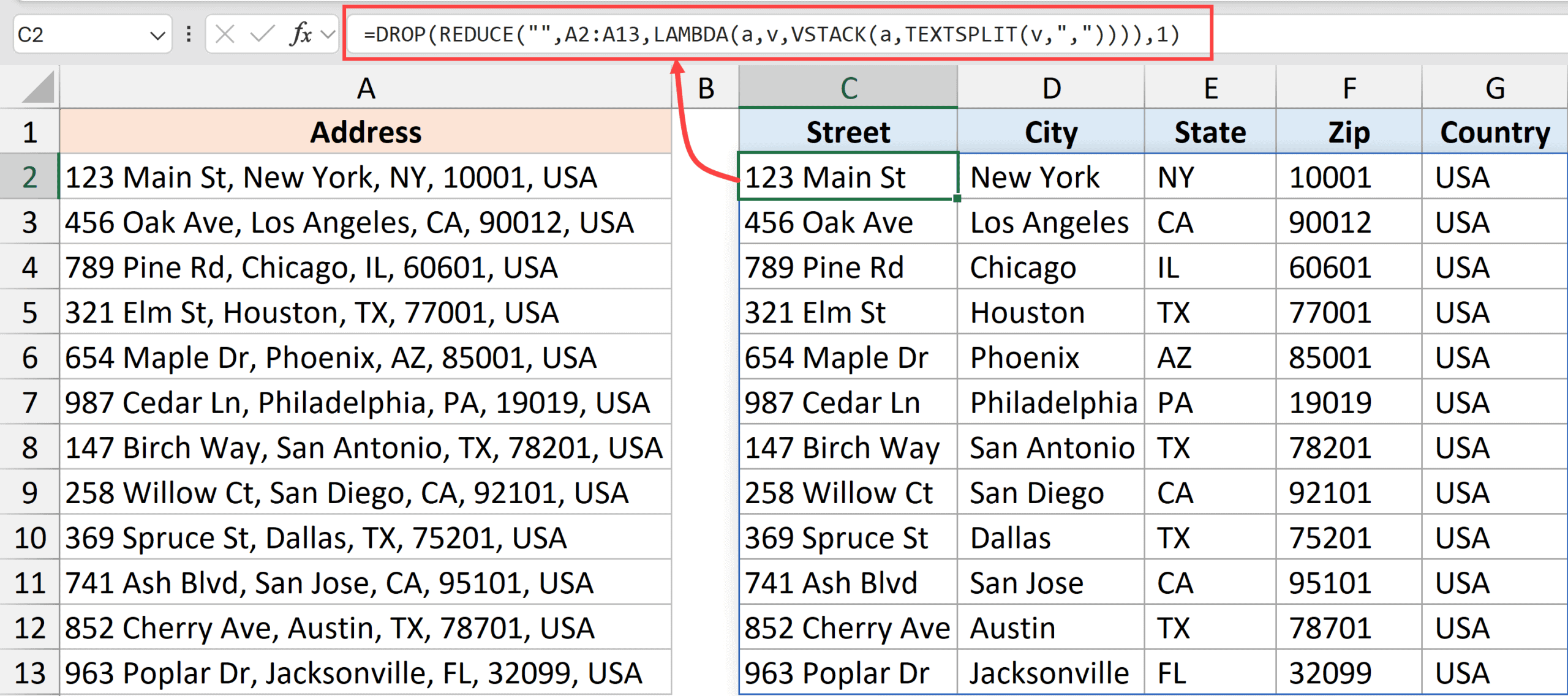 REDUCE Formula splits in both direction