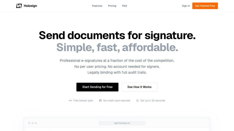 Holosign application interface and features