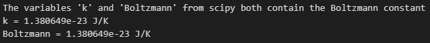 importing boltzmann constant from scipy.constants