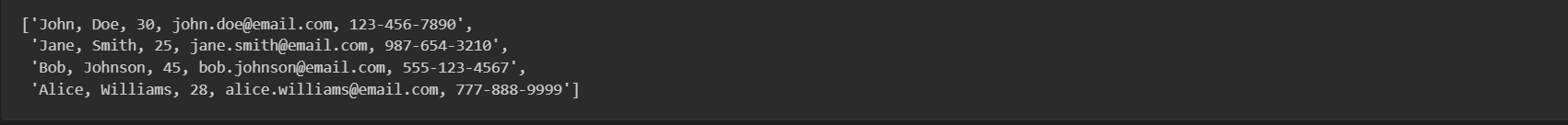 readlines without newlines using splitlines method