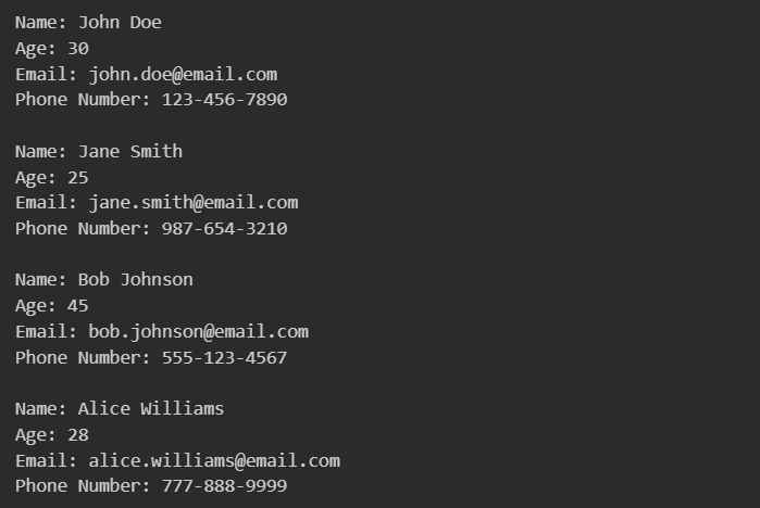 output named tuples as string