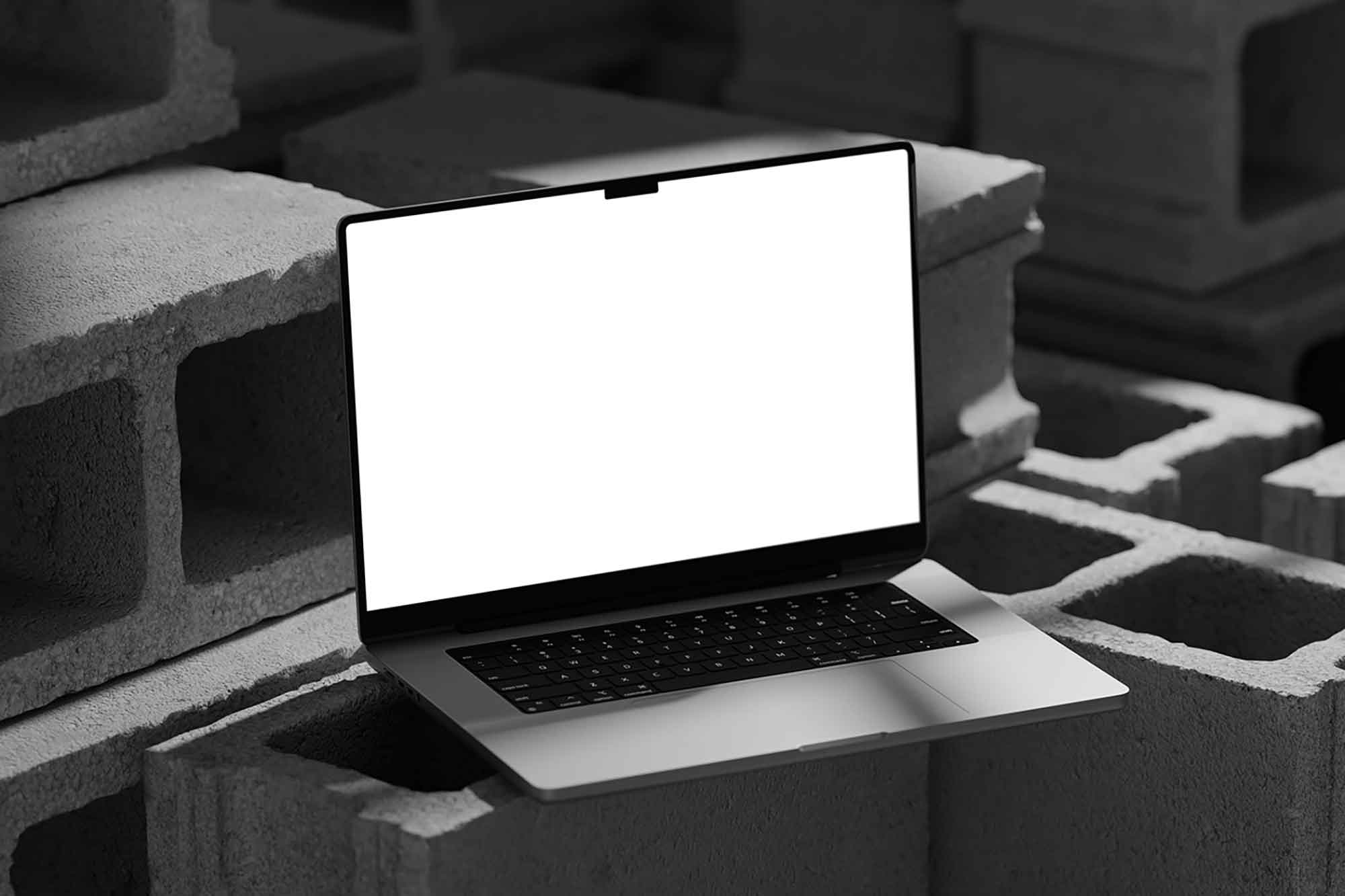 Macbook Pro Mockup on Bricks PSD
