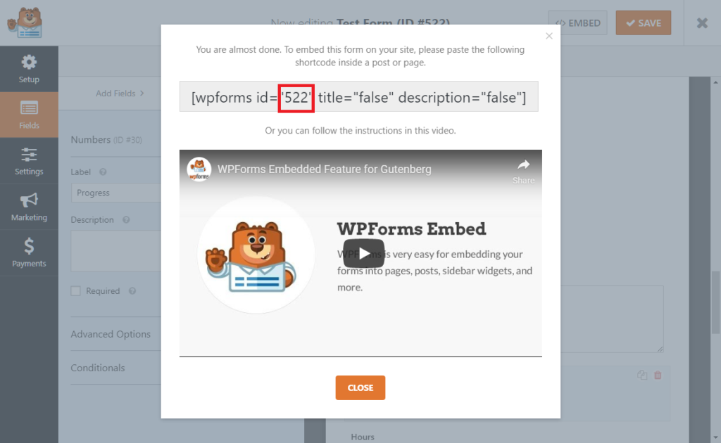 Finding the ID of a form in WPForms