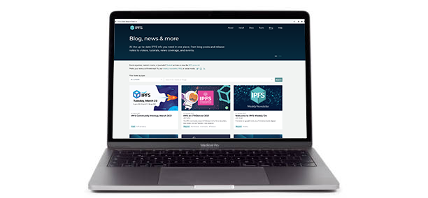Image of IPFS blog displayed on a laptop