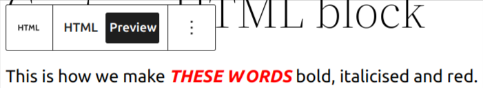 Preview option in HTML block