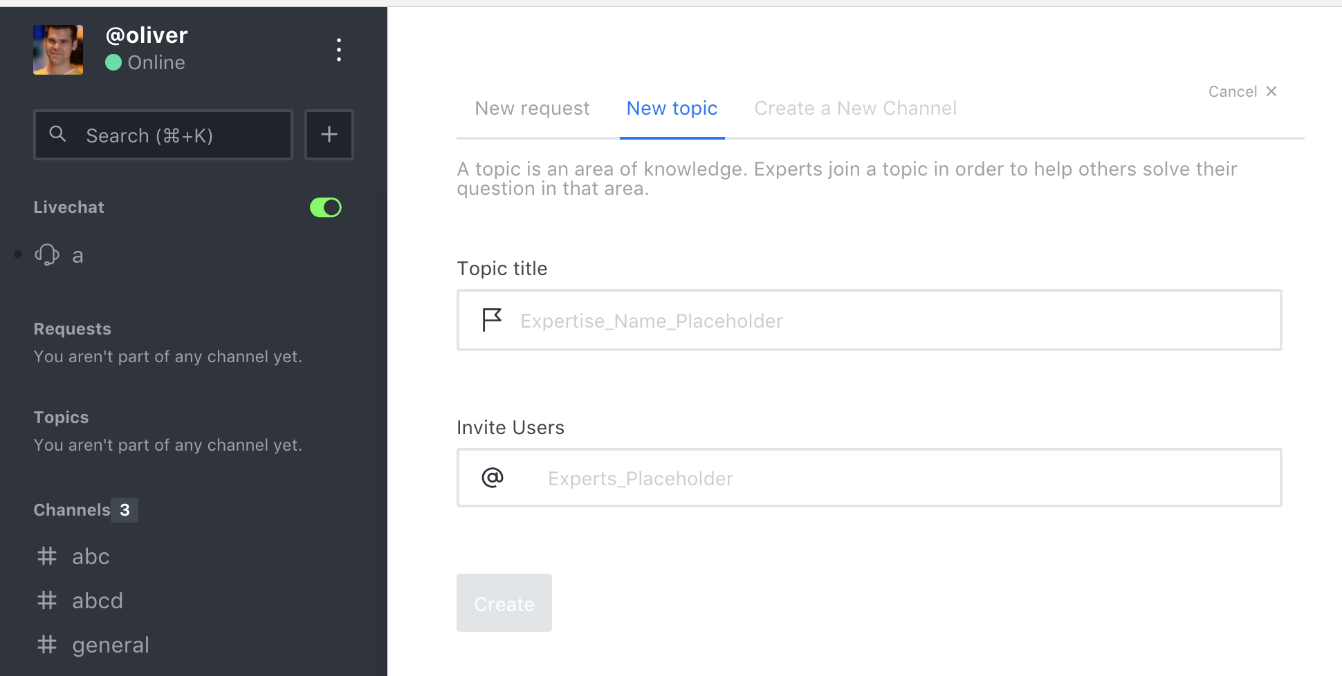tabbed creation dialog
