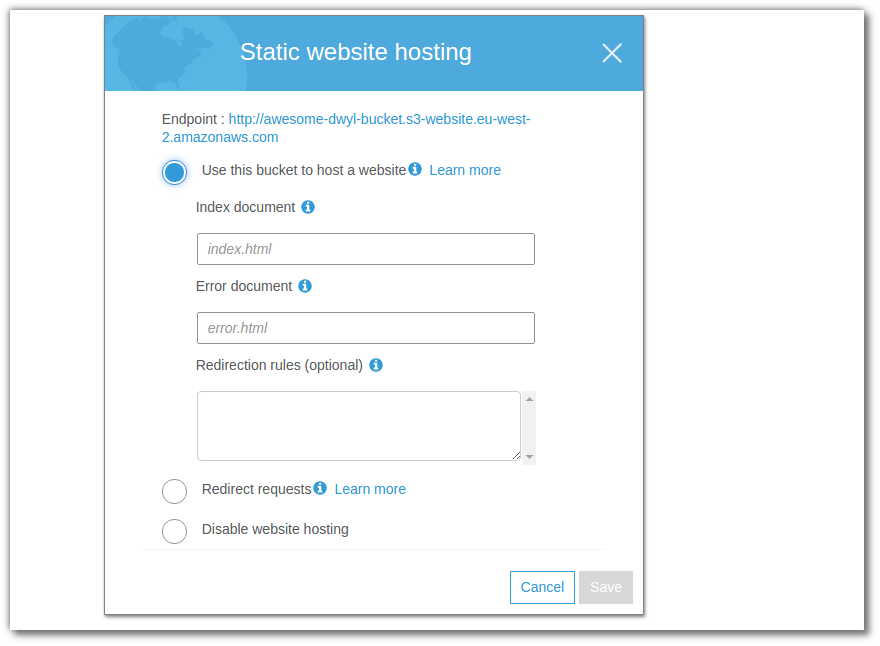 Static web hosting
