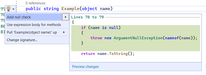 add null check quickfix