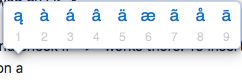 OS X character selection from extended latin alphabet