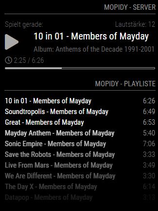 screenshot of MMM-Mopidy-MPD