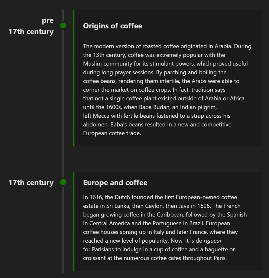 Timiline with colors