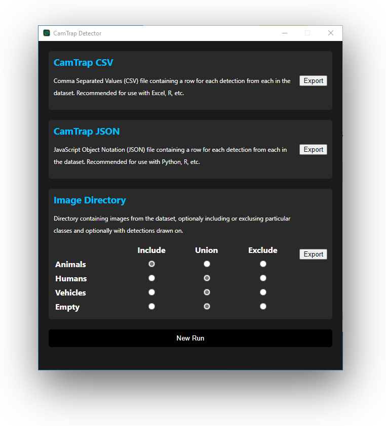 Export view on Windows
