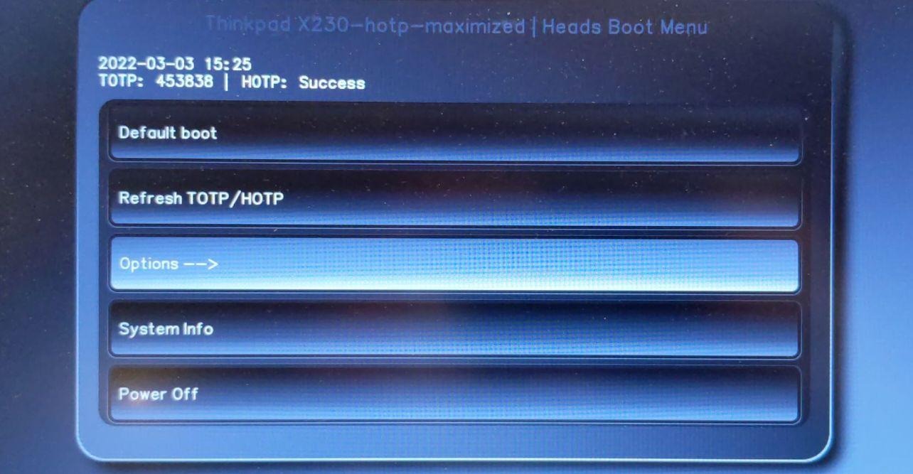 Heads booting on an x230