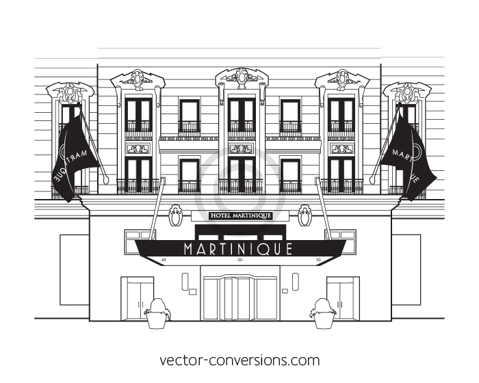 Custom Vector drawing of the Hilton Martinique Hotel building