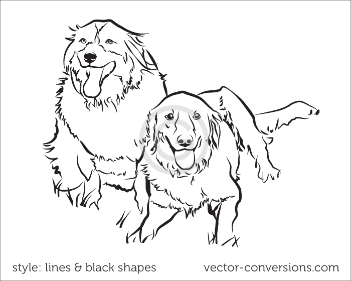 single color vector drawing using lines and shapes
