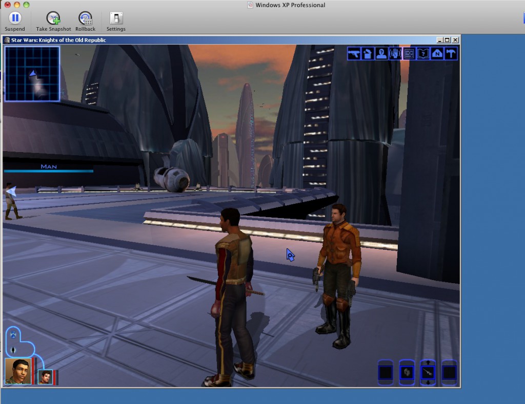 KOTOR under XP VMWare Fusion in a window windowed