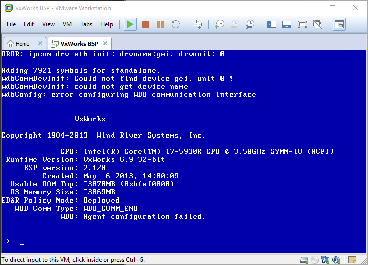 VxWorks running on VMware