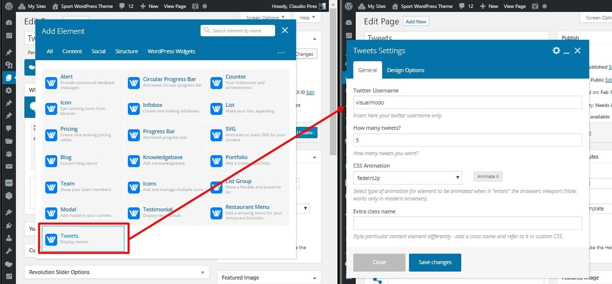 Twitter Feed Auth - Twitter Slider Page Builder Element - Editor