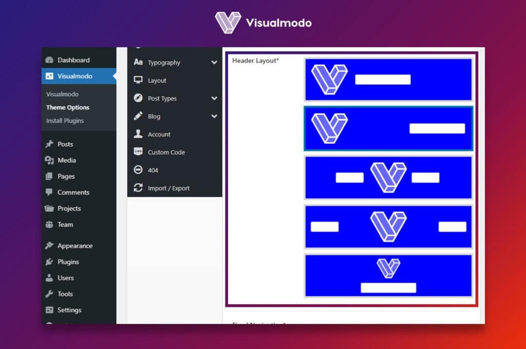 Logo and menu align options