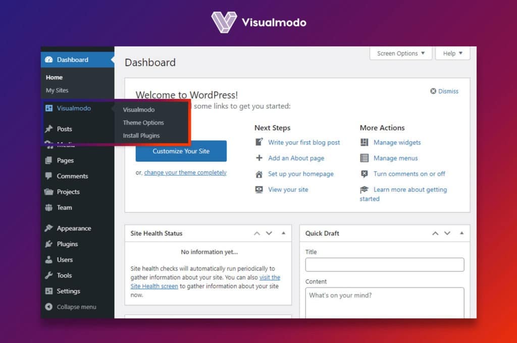 Visualmodo theme options panel - WordPress theme documentation