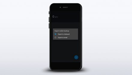 Screenshot of the function to export a wallet backup from Samourai