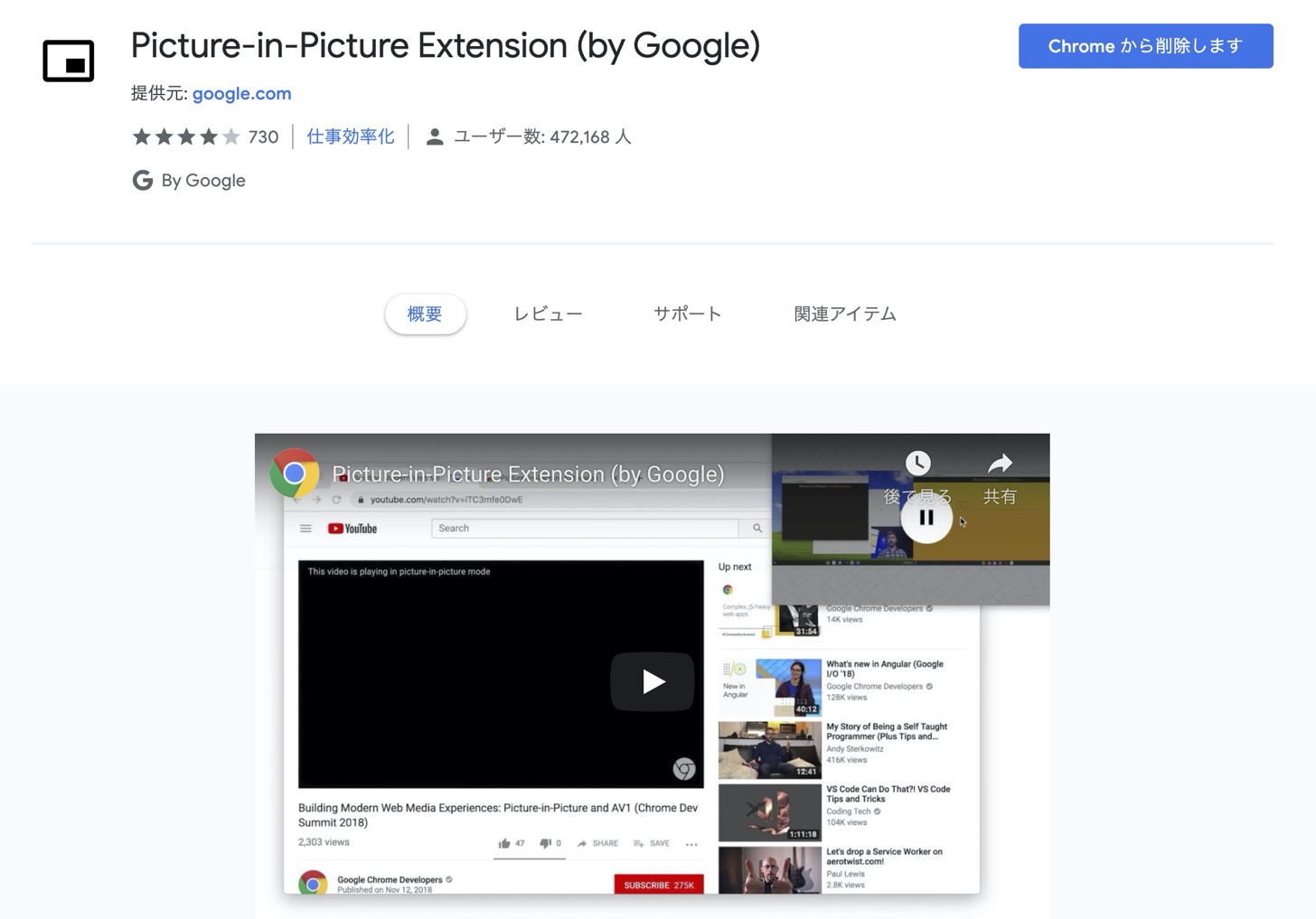 Picture-in-Picture Extension (by Google)