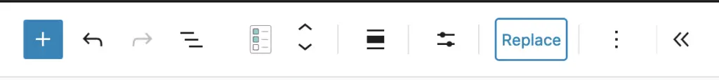 Block Editor Toolbar with the Replace button