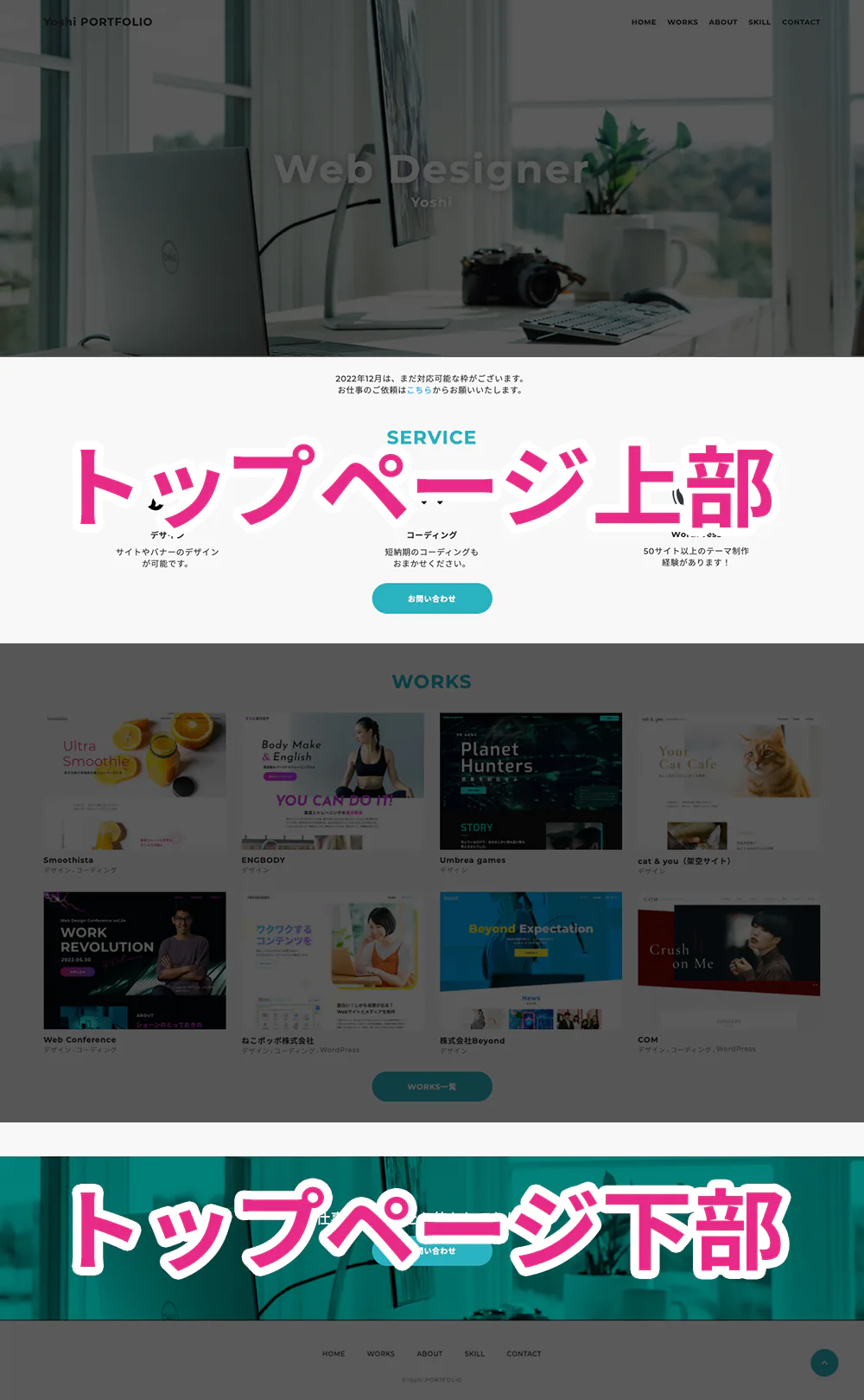 WORKSの上部と下部を編集可能