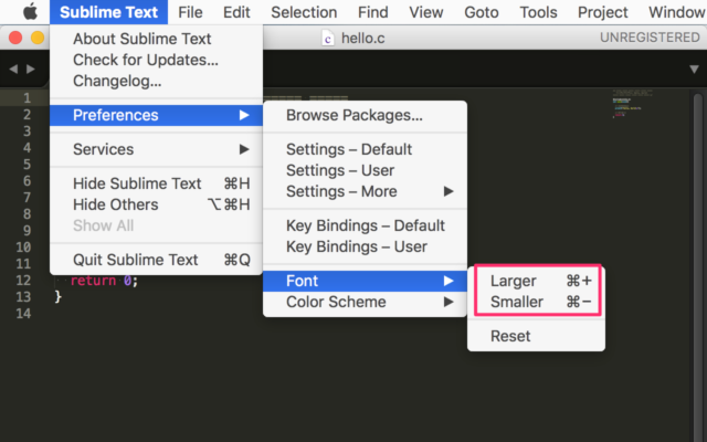 Sublime Text - フォントサイズを変更・設定する方法 3 sublime-text-font-size-03