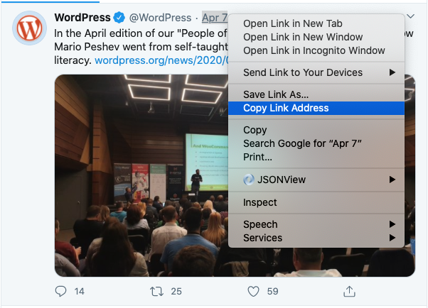 Steps to get the URL for the tweet you want to embed