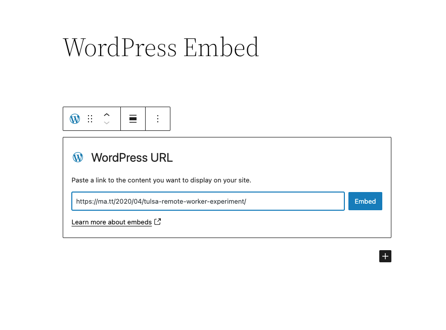 Image showing how to add the URL for the embed