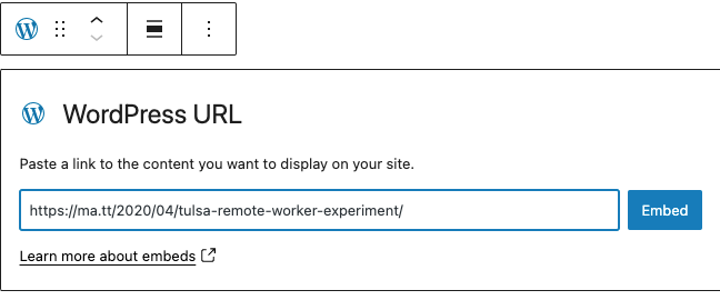 Image showing how to add the URL for the embed